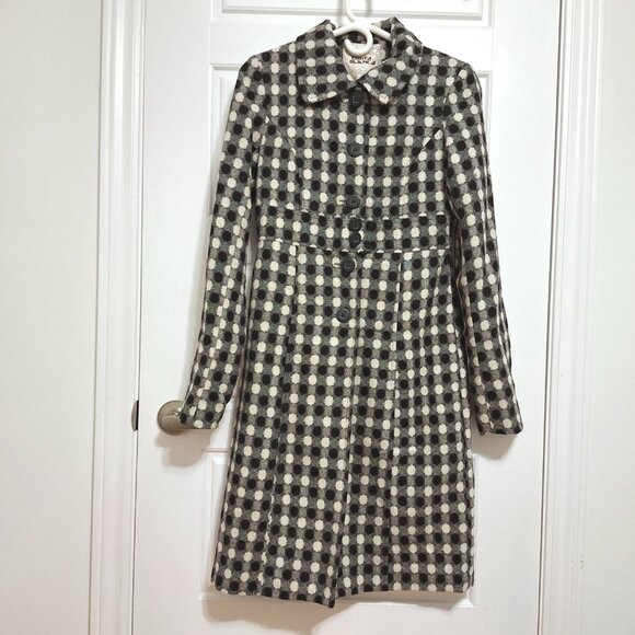 Long black and White wool blend jacket - Picture 9 of 12